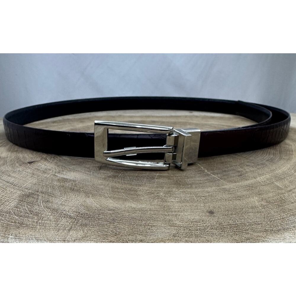 Men’s Reversible Alligator Pattern Dress Belt - (Size Medium) Black & Brown